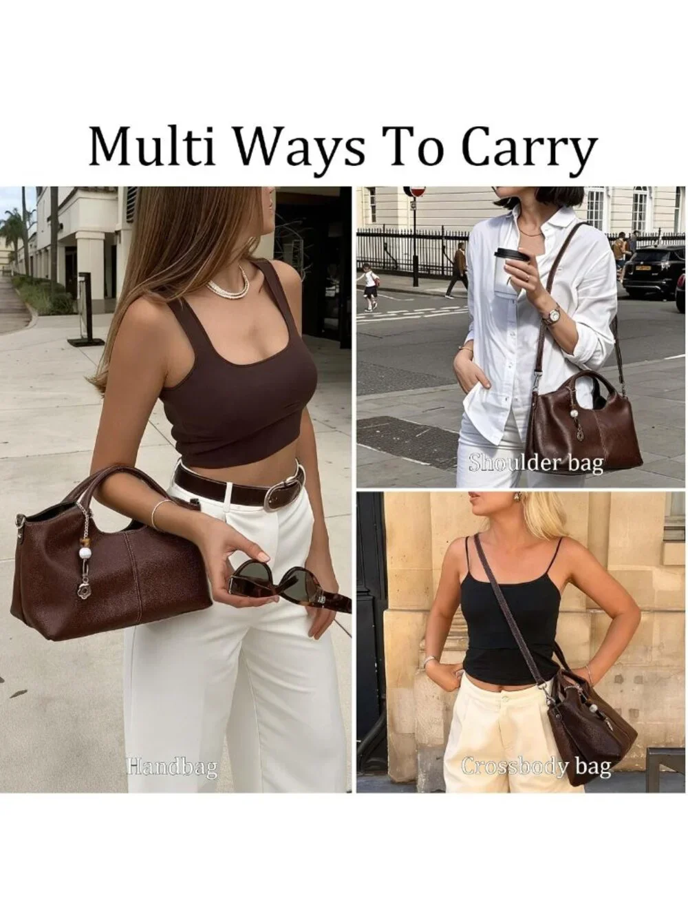 Chic Medium Vegan Leather Satchel Purse for Women - Stylish Crossbody Hobo Bag